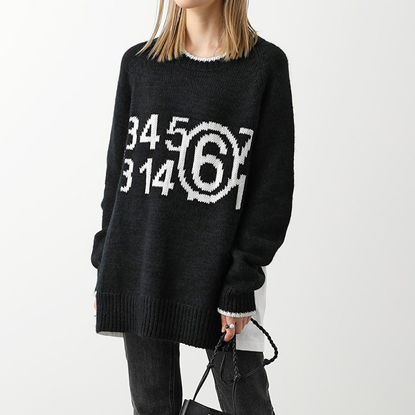 希少 MM6 上質 ウール クルーネック サイドスリット デザイン ニット S 希少 MM6 上質 ウール クルーネック サイドスリット デザイン ニット S