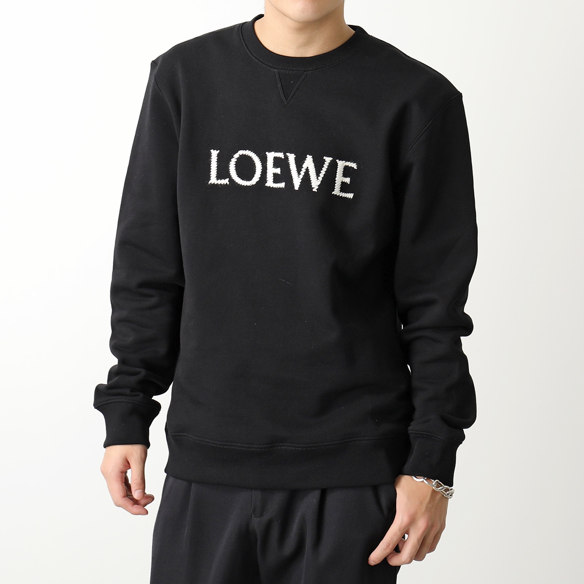 LOEWE ロエベ トレーナー H526Y24J26 メンズ エンブロイダリー スウェットシャツ ロゴ刺繍 長袖 クルーネック 1100/BLACK