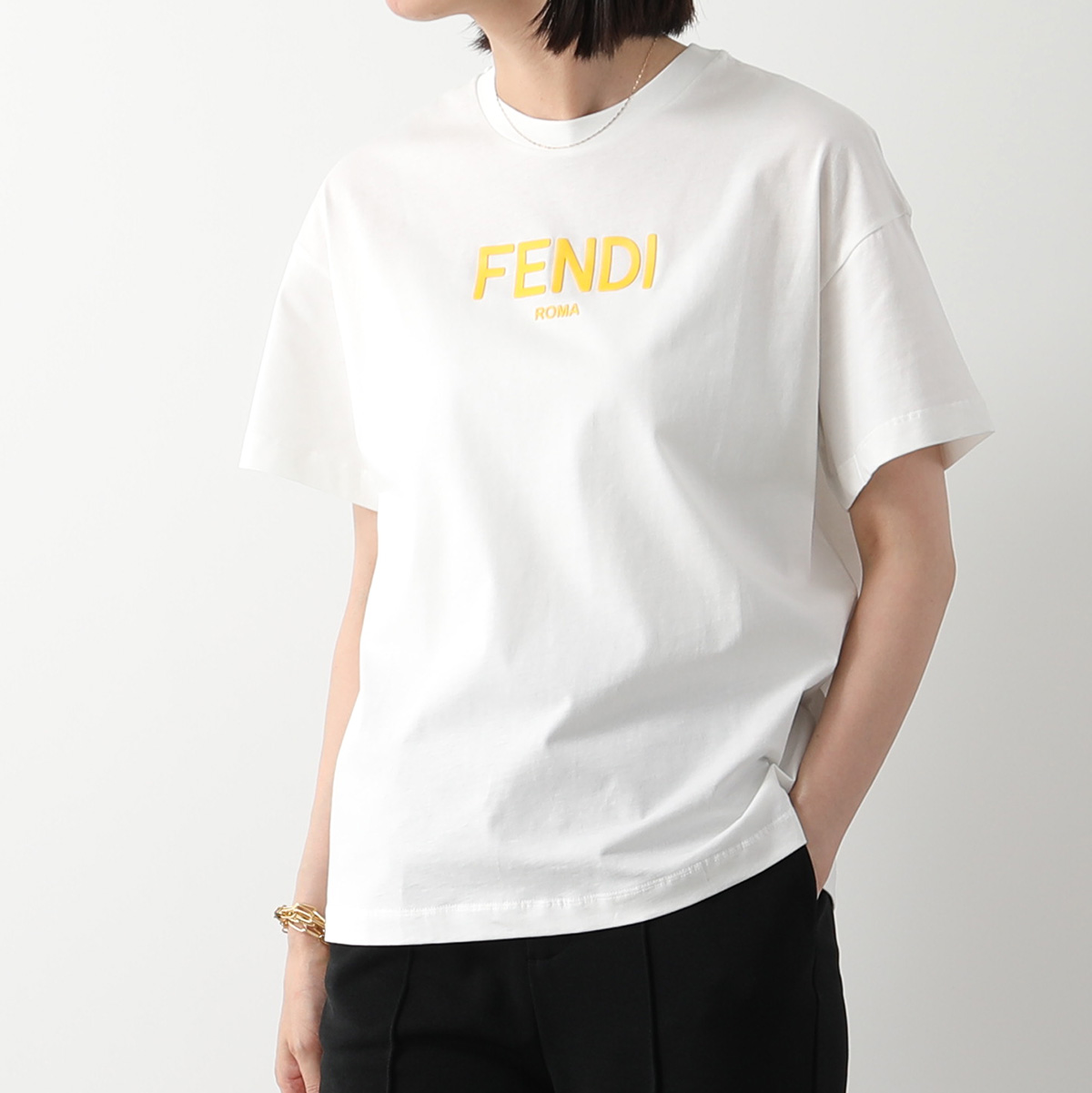 FENDI KIDS フェンディ キッズ Tシャツ JUI137 7AJ レディース クルーネック 半袖 カットソー ラバーロゴ ロゴT コットン  カラー5色