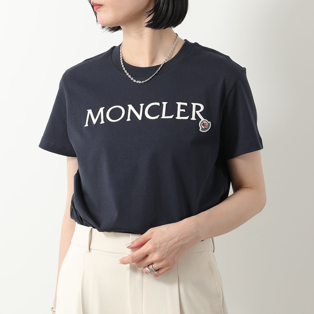 MONCLER モンクレール 半袖Tシャツ 8C00006 8C00009 829HP レディース ロゴ ロゴT 刺繍 コットン クルーネック  カラー9色