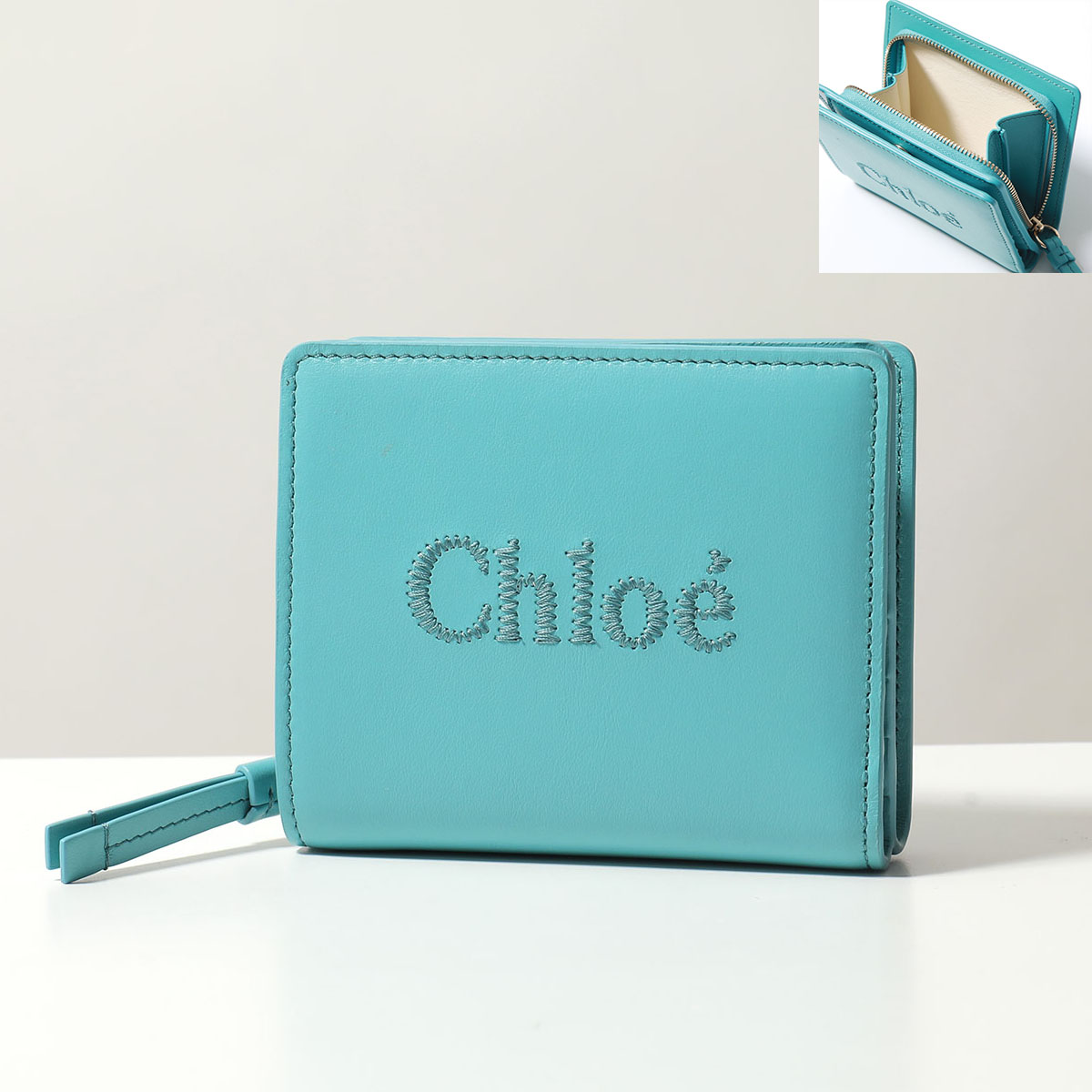 Chloe クロエ 二つ折り財布 SENSE COMPACT WALLET センス CHC23SP867I10 レディース レザー スモール ミニ財布 ロゴ刺繍 カラー5色｜s-musee｜04