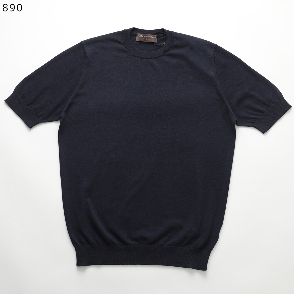 フィリッポデローレンティス ニットTシャツ モックネック コットン ブラック FILIPPO DE LAURENTIIS フィリッポ デ ローレンティス ニット Tシャツ