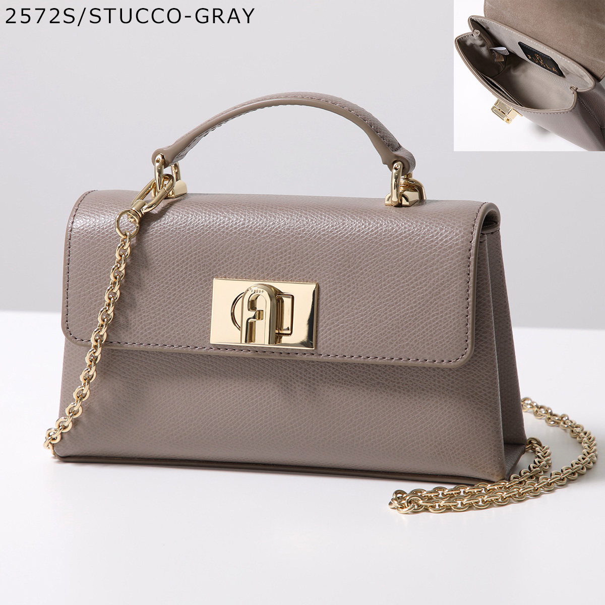 FURLA フルラ 本革 リアルレザー ハンドバッグ ゴールド金具 グレージュ フルラ FURLA バック （グレー） -waja bazar - 海外