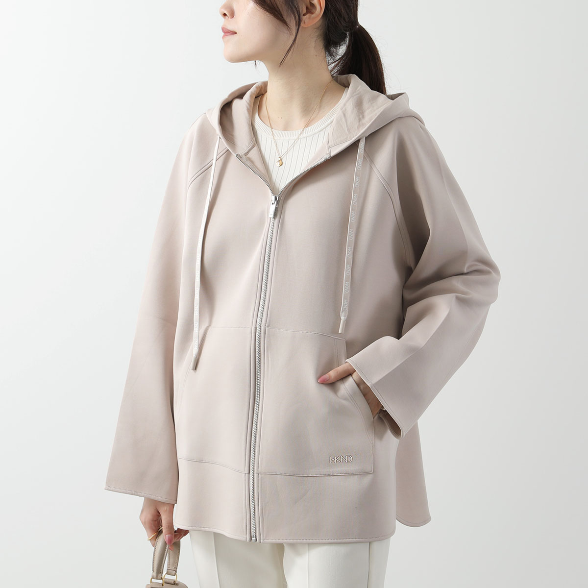 MAX MARA Weekend マックスマーラ ウィークエンド フーディー NAUSICA ナウシカ レディース ストレッチ ジャージー ジップアップ パーカー ロゴ 001｜s-musee｜02