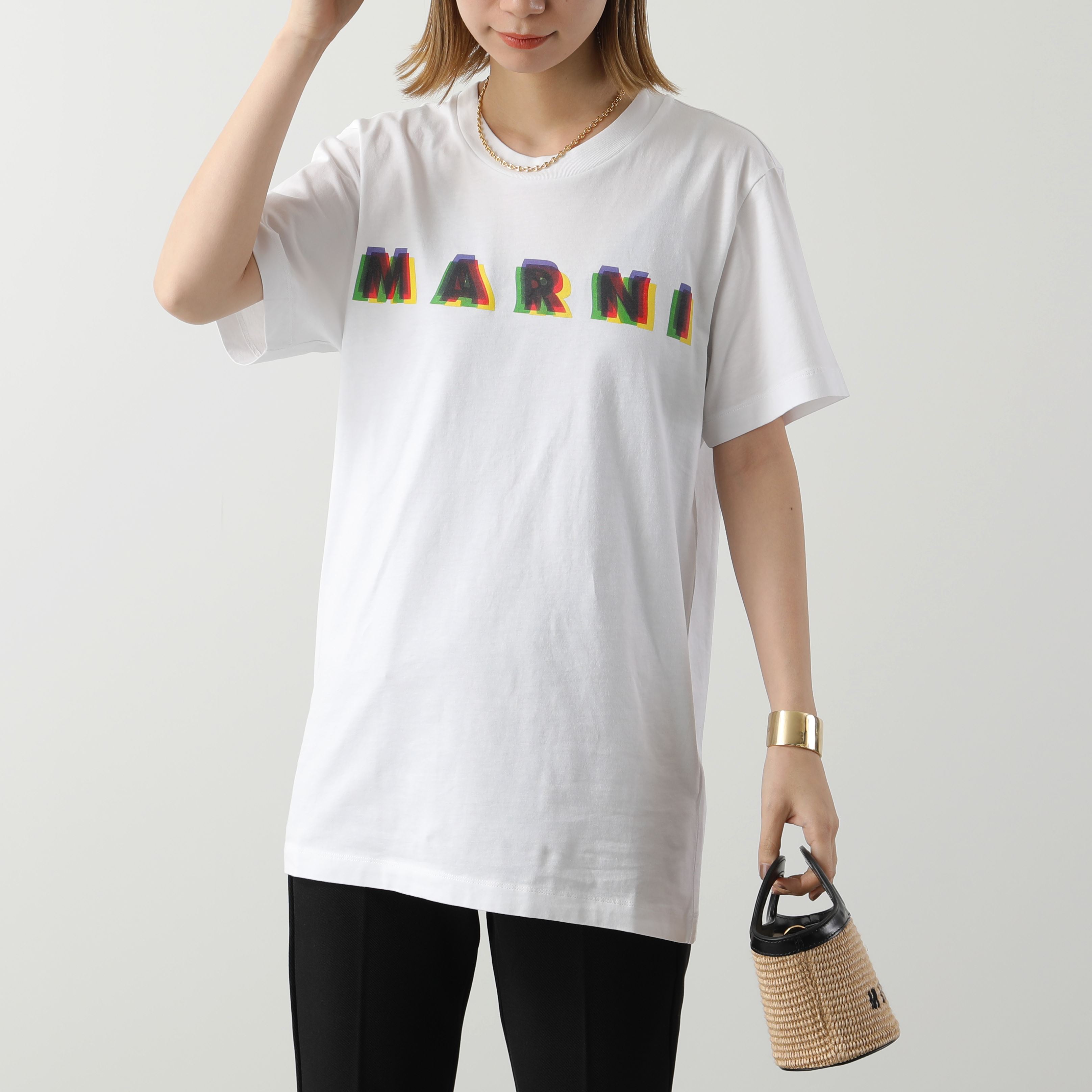 MARNI マルニ 半袖Tシャツ HUMU0198PE USCV16 レディース 3Dロゴ ロゴT ...