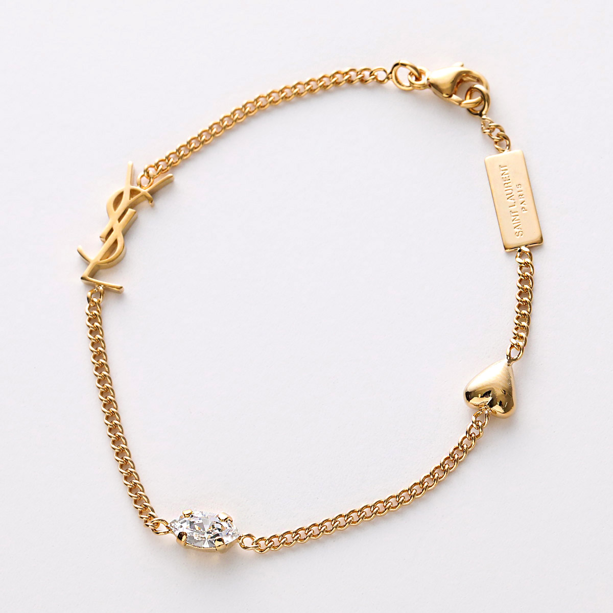 ∞直営買付∞サンローラン■ハート&ラインストーン 可愛いブレス SAINT LAURENT サンローラン ブレスレット 701950 Y1526