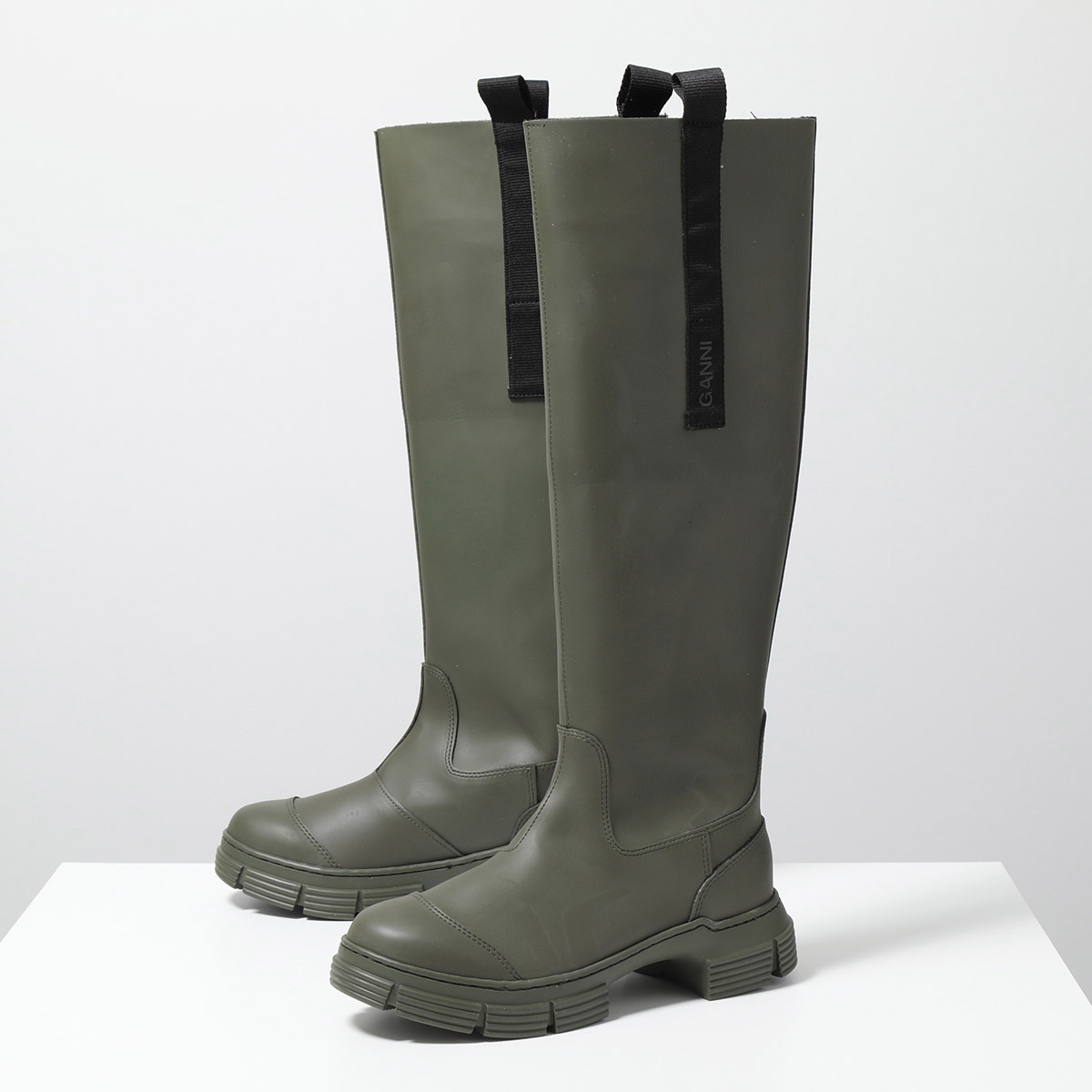 GANNI ガニー ロングブーツ Recycled Rubber Country Boot S2172 4628 S2180 4628 レディース  ラバー レインブーツ ロゴタブ 靴 カラー2色