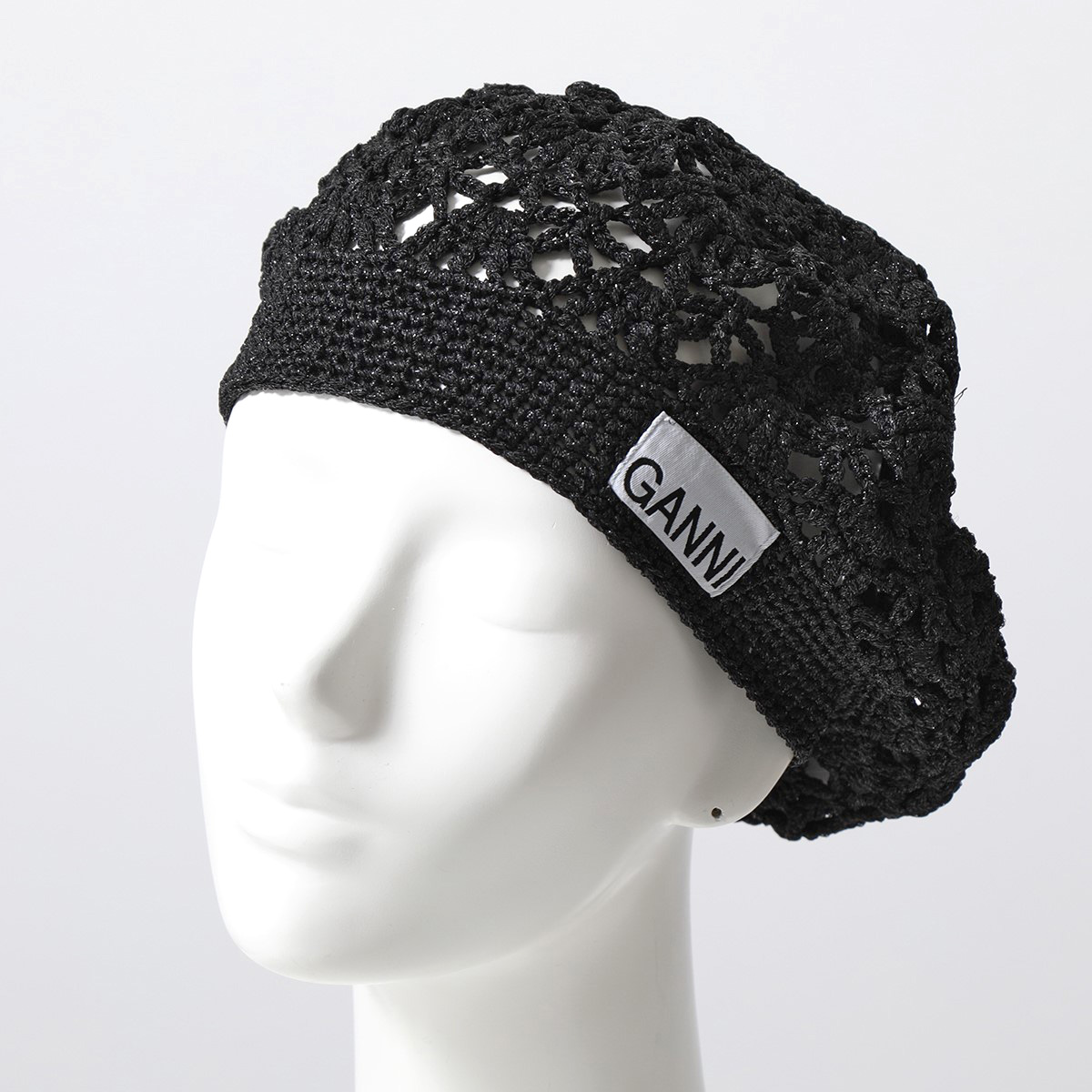 GANNI ガニー ベレー帽 Beret A4556 5863 レディース ロゴ メタリック 