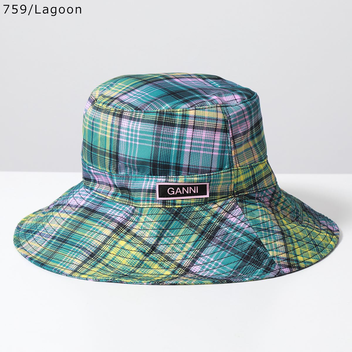 GANNI ガニー バケットハット Recyclled Tech Bucket Hat レディース ロゴ ワイドブリム つば広 帽子 カラー4色