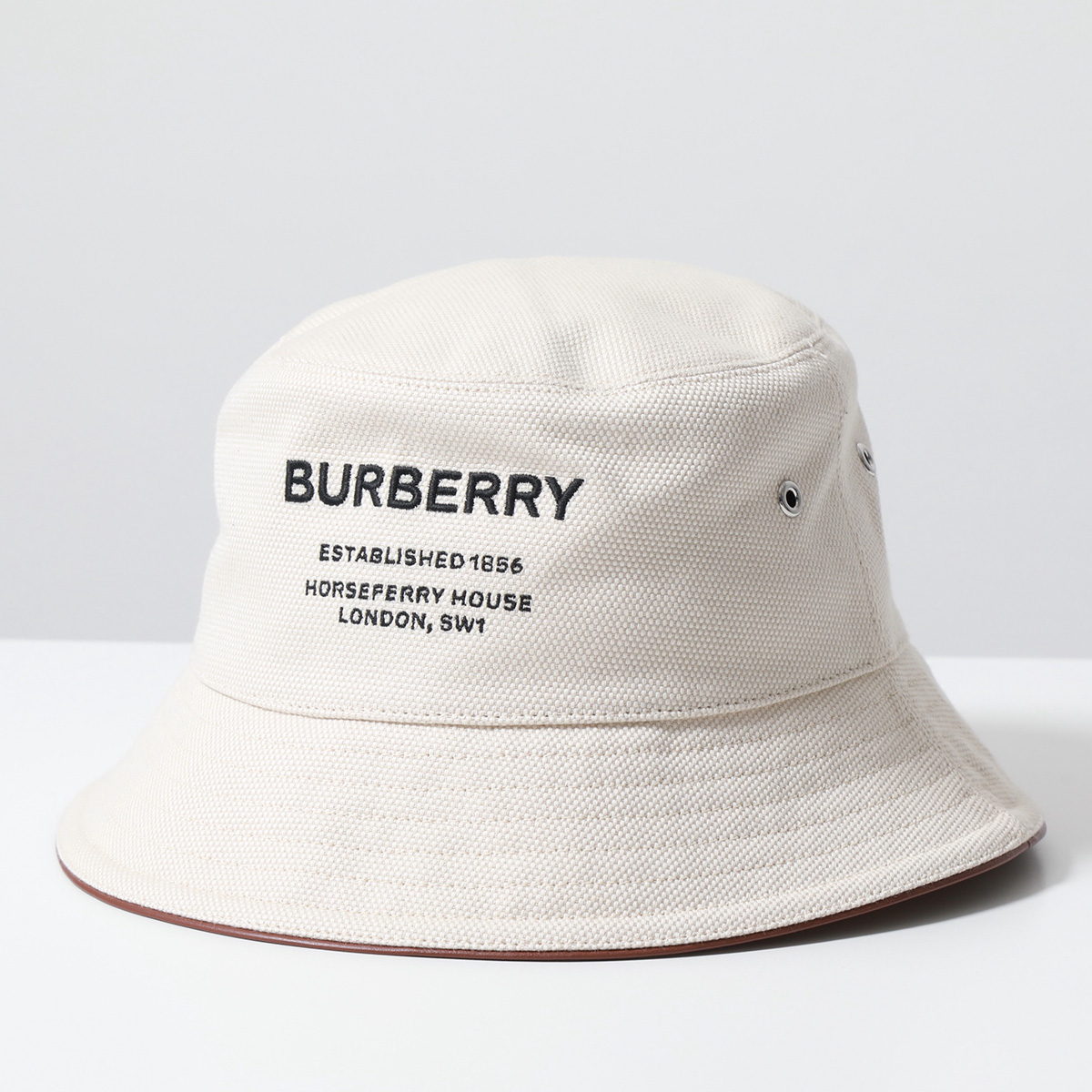 BURBERRY バーバリー バケットハット CF ESTABLISH BUCKET 8057401 レディース ホースフェリー コットン ロゴ刺繍  帽子 A1395/NATURAL