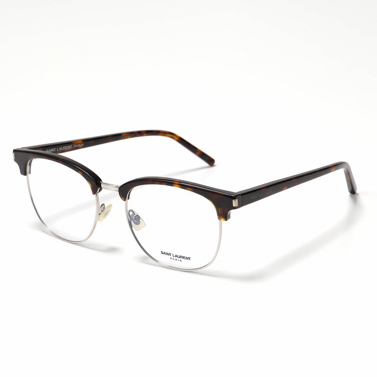 極美品 SAINT LAURENT サンローラン メガネ 伊達メガネ SL 104 アセテート メタル サイズ52☐20 ブラック ゴールド金具 中古 4b012842 SAINT LAURENT サンローラン メガネ SL104 メンズ ハーフリム