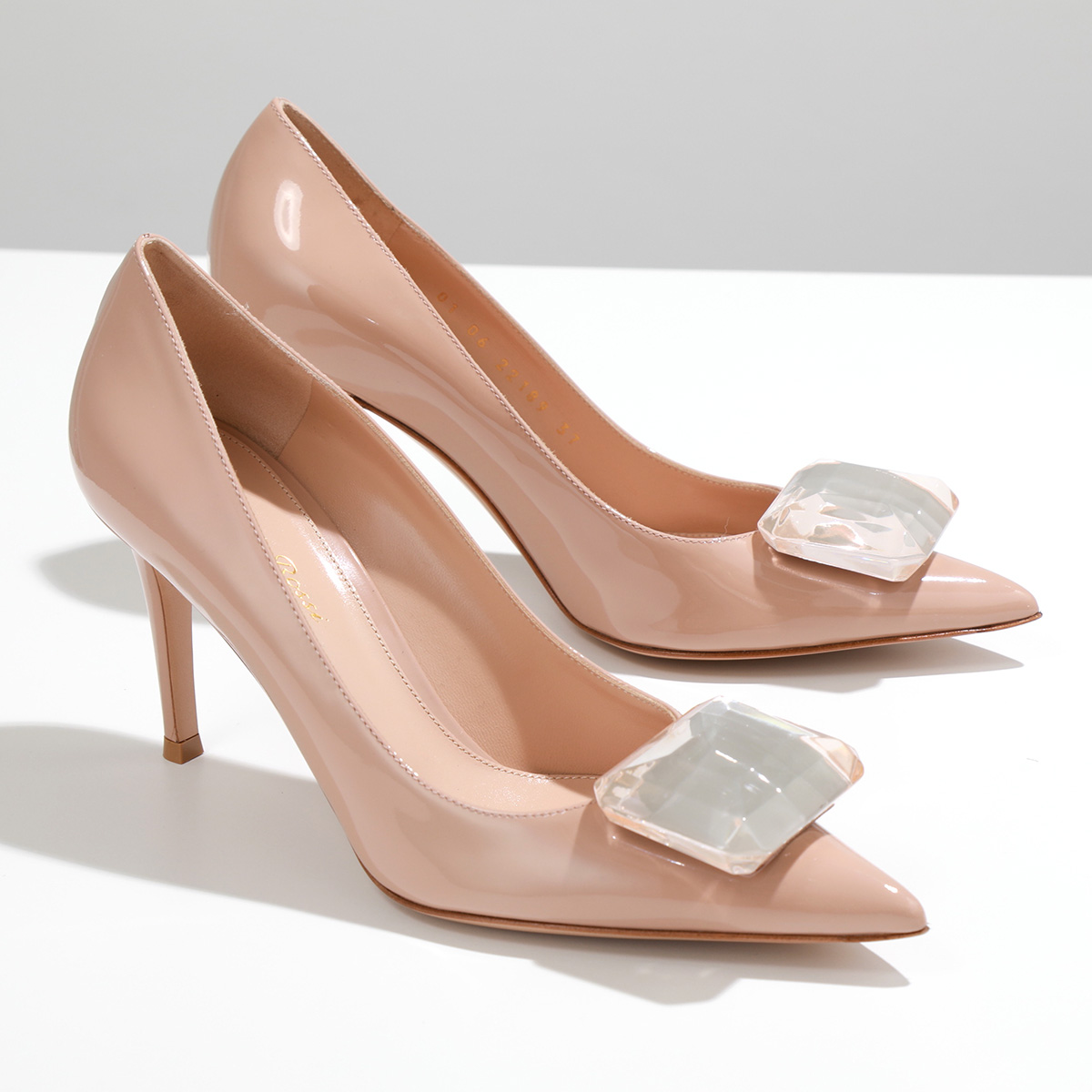 Gianvito Rossi ジャンヴィトロッシ パンプス JAIPUR PUMP 85 G22189.85RIC.VER レディース  8.5cmヒール レザー ジェムストーン 靴 PEACH