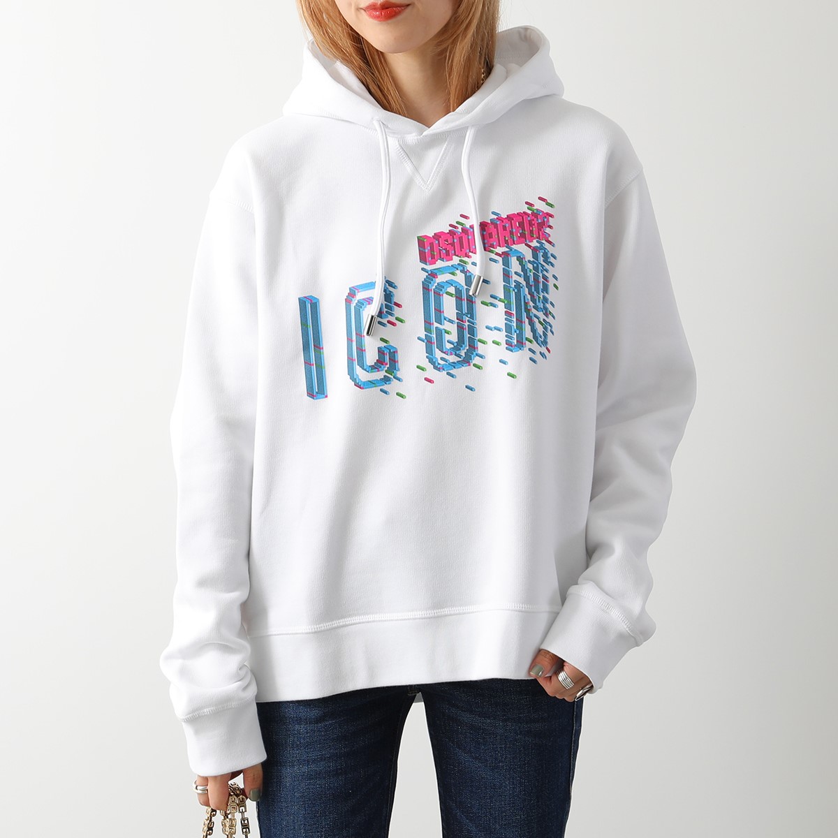 DSQUARED2 ディースクエアード パーカー ICON PIXELED COOL HOODIE S80GU0093 S25516 スウェット プルオーバー アイコン ロゴ カラー2色｜s-musee｜02