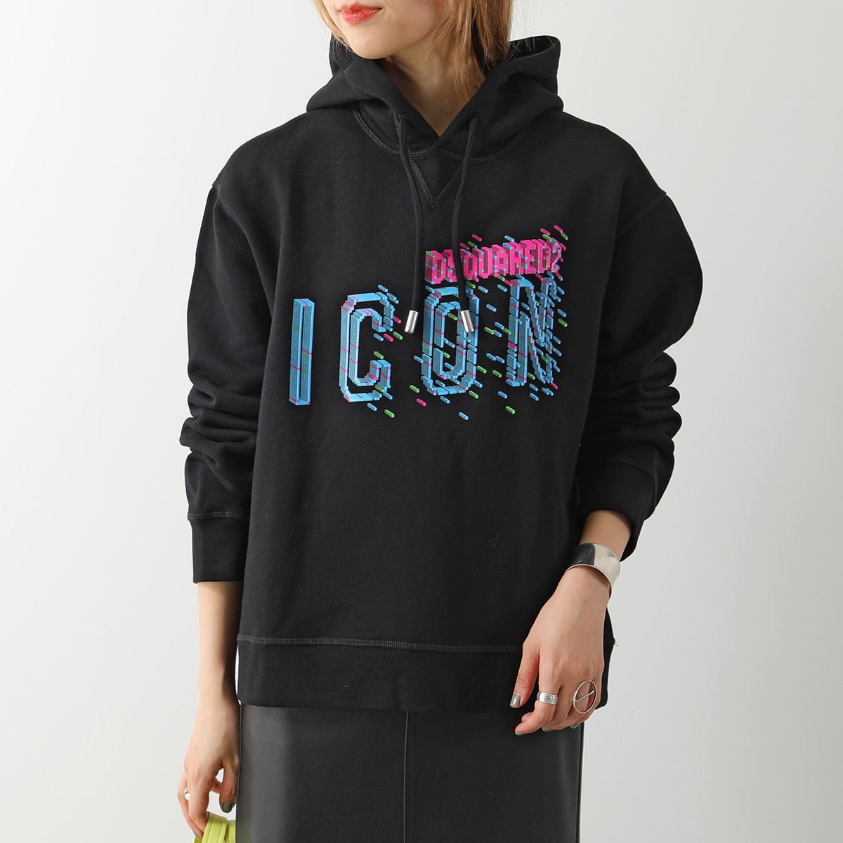 DSQUARED2 ディースクエアード パーカー ICON PIXELED COOL HOODIE S80GU0093 S25516 スウェット プルオーバー アイコン ロゴ カラー2色｜s-musee｜03