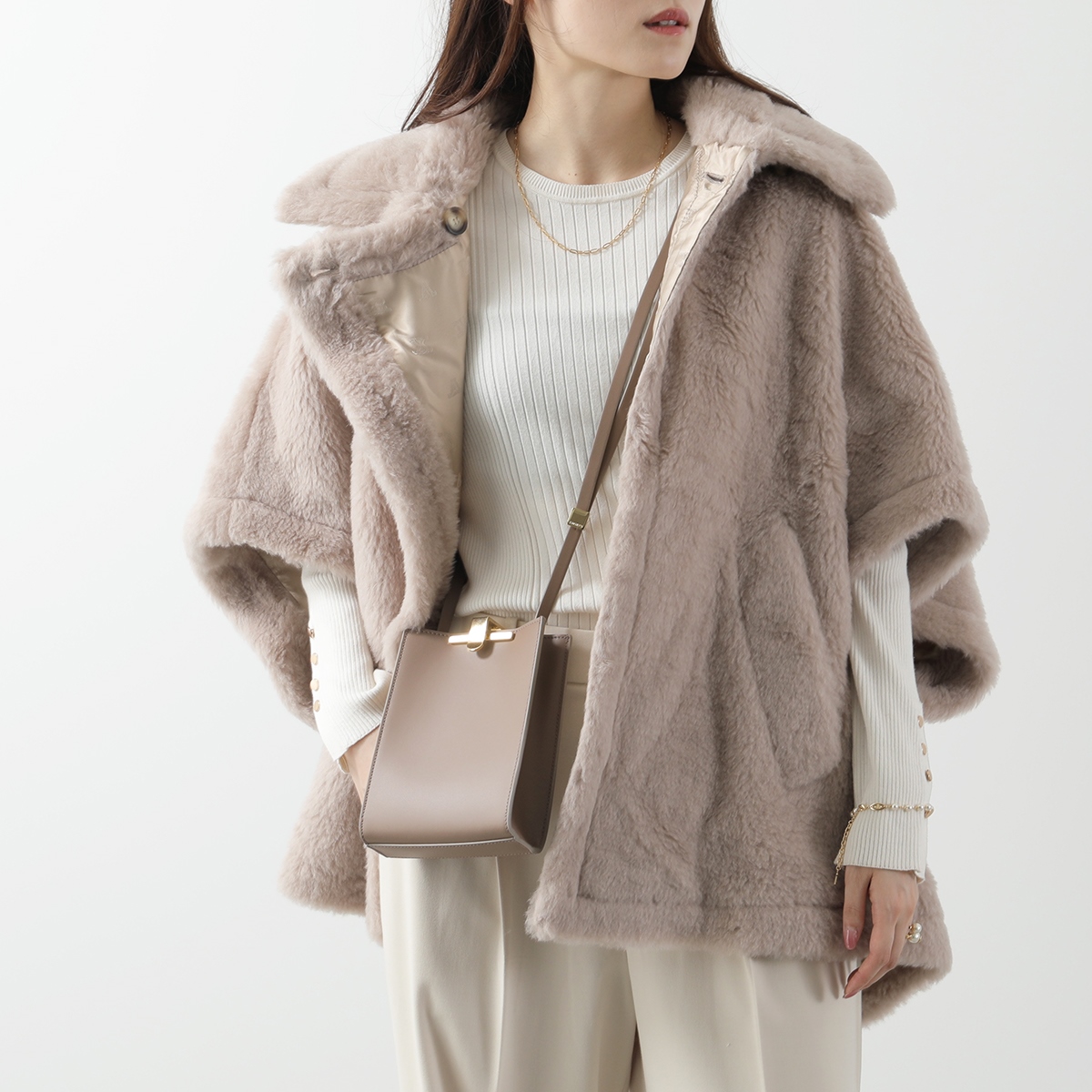 MAX MARA マックスマーラ ケープ TEBE TEBE1 テベ レディース テディベアケープ コート ファー ボア ジャケット カラー4色