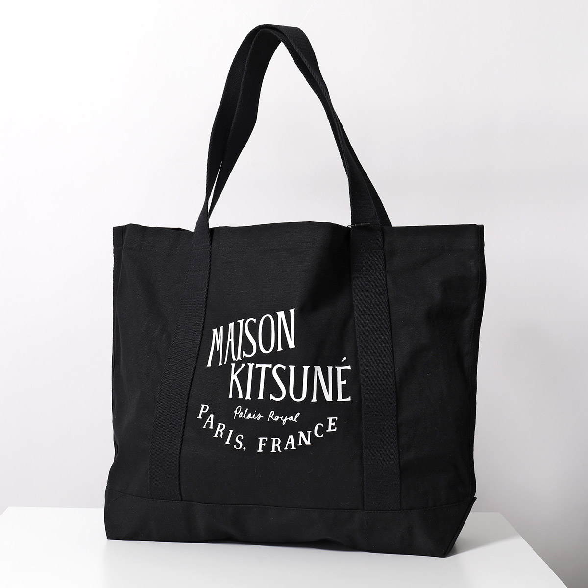 【新品】MAISON KITSUNE ロゴ キャンバス トートバッグ BLACK メゾン キツネ フォックスヘッド トート バッグ | Maison Kitsuné