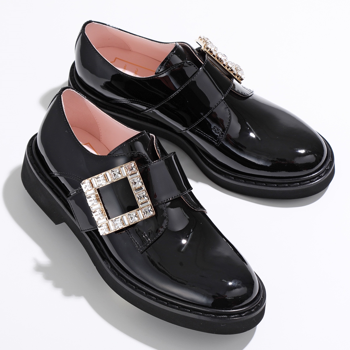 ROGER VIVIER ロジェヴィヴィエ パテントレザーシューズ VIV RANGERS ヴィヴ レンジャー RVW54835700D1P  レディース エナメル クリスタル 靴 B999/NERO