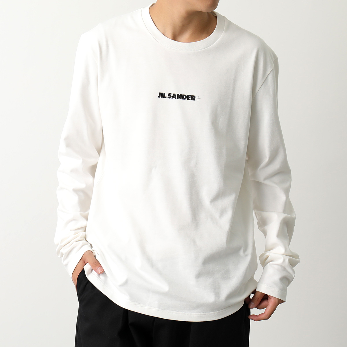 JIL SANDER+ ジルサンダー プラス Tシャツ J47GC0116 J20103 メンズ 長袖 カットソー ロゴT ロンT クルーネック  コットン 102/PORCELAIN