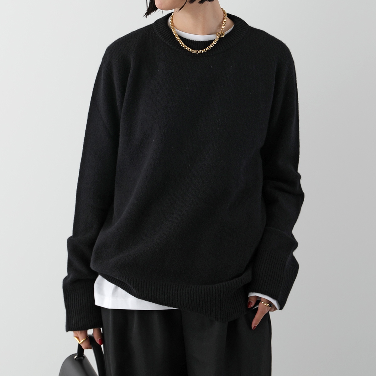 THE ROW ザ・ロウ ニット SIBEM TOP 5582 Y184 レディース クルーネック セーター カシミヤ混ウール 長袖 BLK