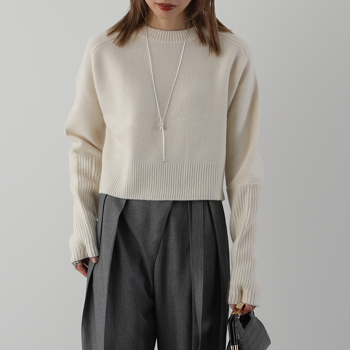 IHATOV イーハトーブ セーター Wool cashmere crop sweater IH12-23AW