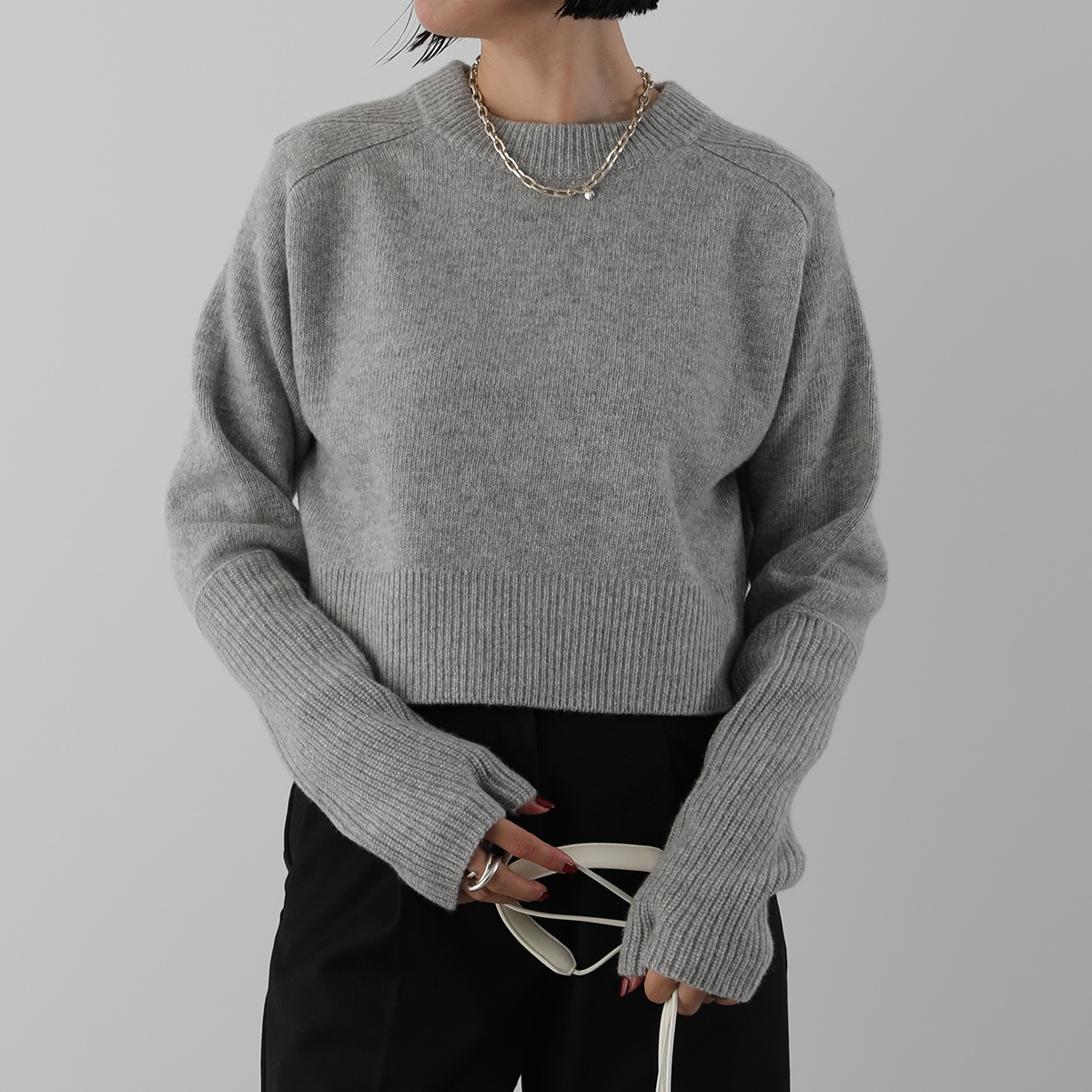 IHATOV イーハトーブ セーター Wool cashmere crop sweater IH12-23AW