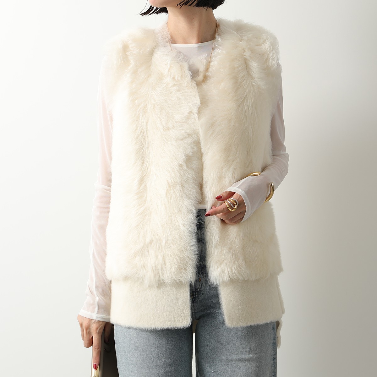 KARL DONOGHUE カールドノヒュー ベスト FEATHER PANELLED SHEARLING 