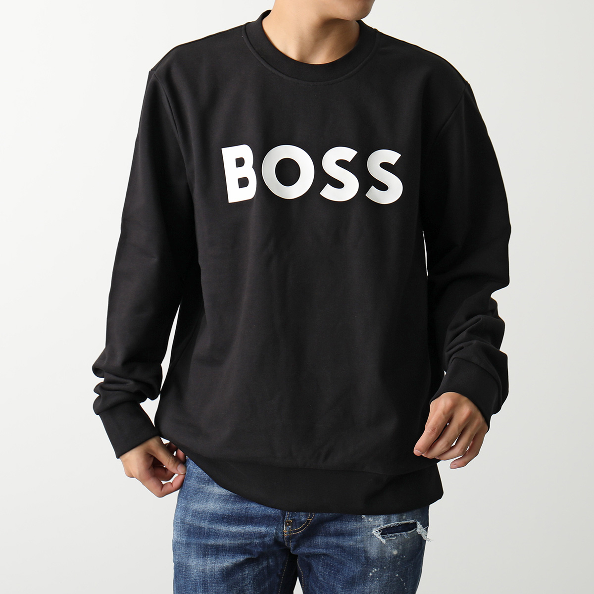 HUGO BOSS ヒューゴボス スウェットシャツ BLACK SOLERI 50496642 メンズ トレーナー ロゴ 長袖 コットン クルーネック  カラー5色