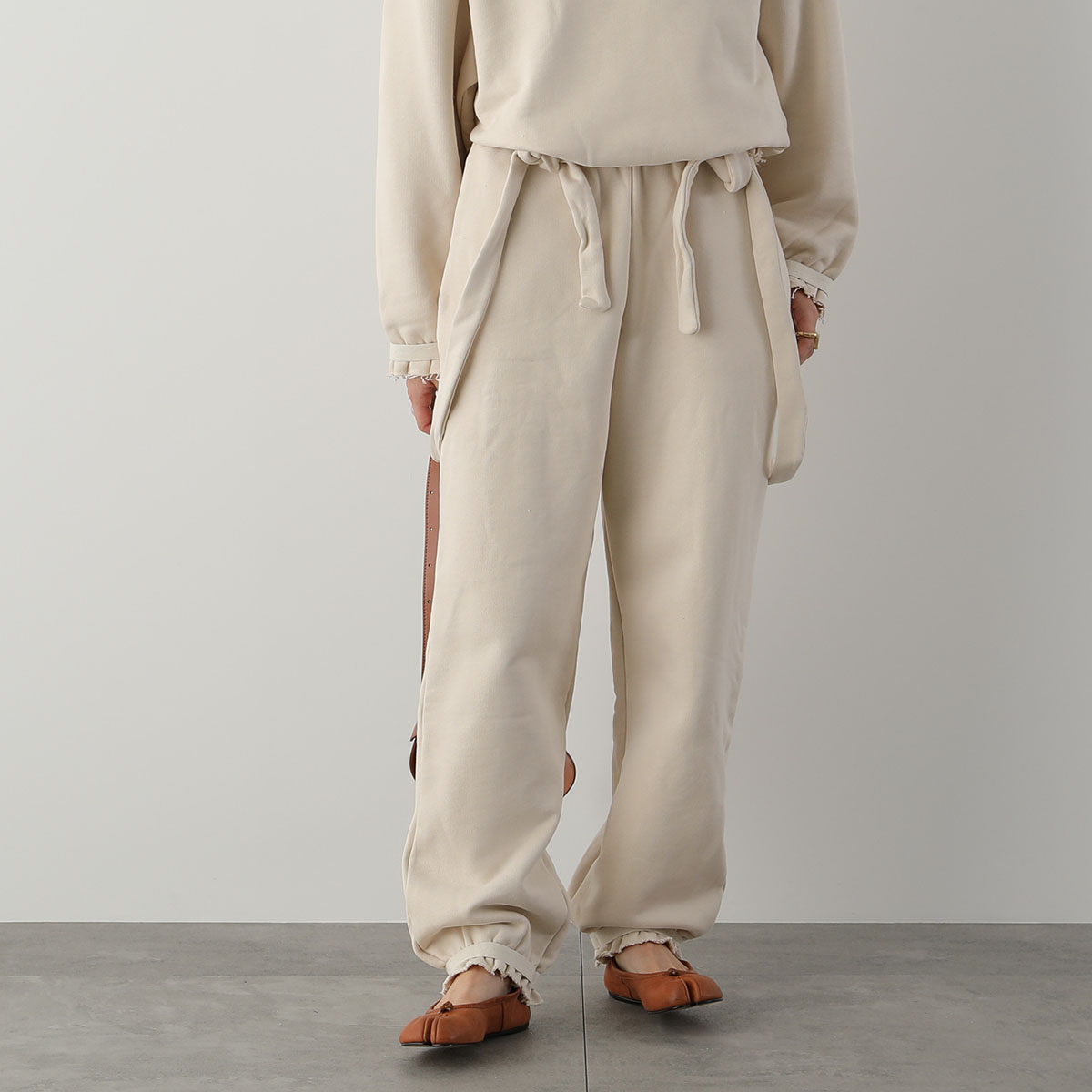 BASERANGE ベースレンジ スウェットパンツ ROUTE SWEAT PANTS ルート FRSP RIB WI23 レディース ジョガーパンツ  サス付き UNDYED