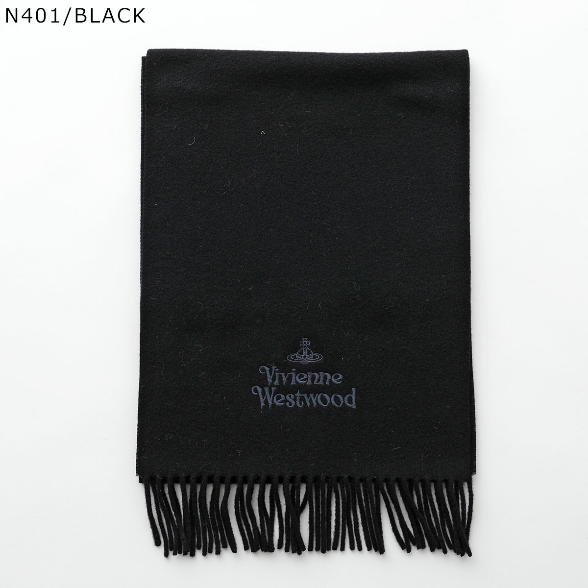 Vivienne Westwood ヴィヴィアンウエストウッド マフラー 30×180 EMBROIDERED LOGO 81030007 W00Q7  メンズ フリンジ ウール カラー6色