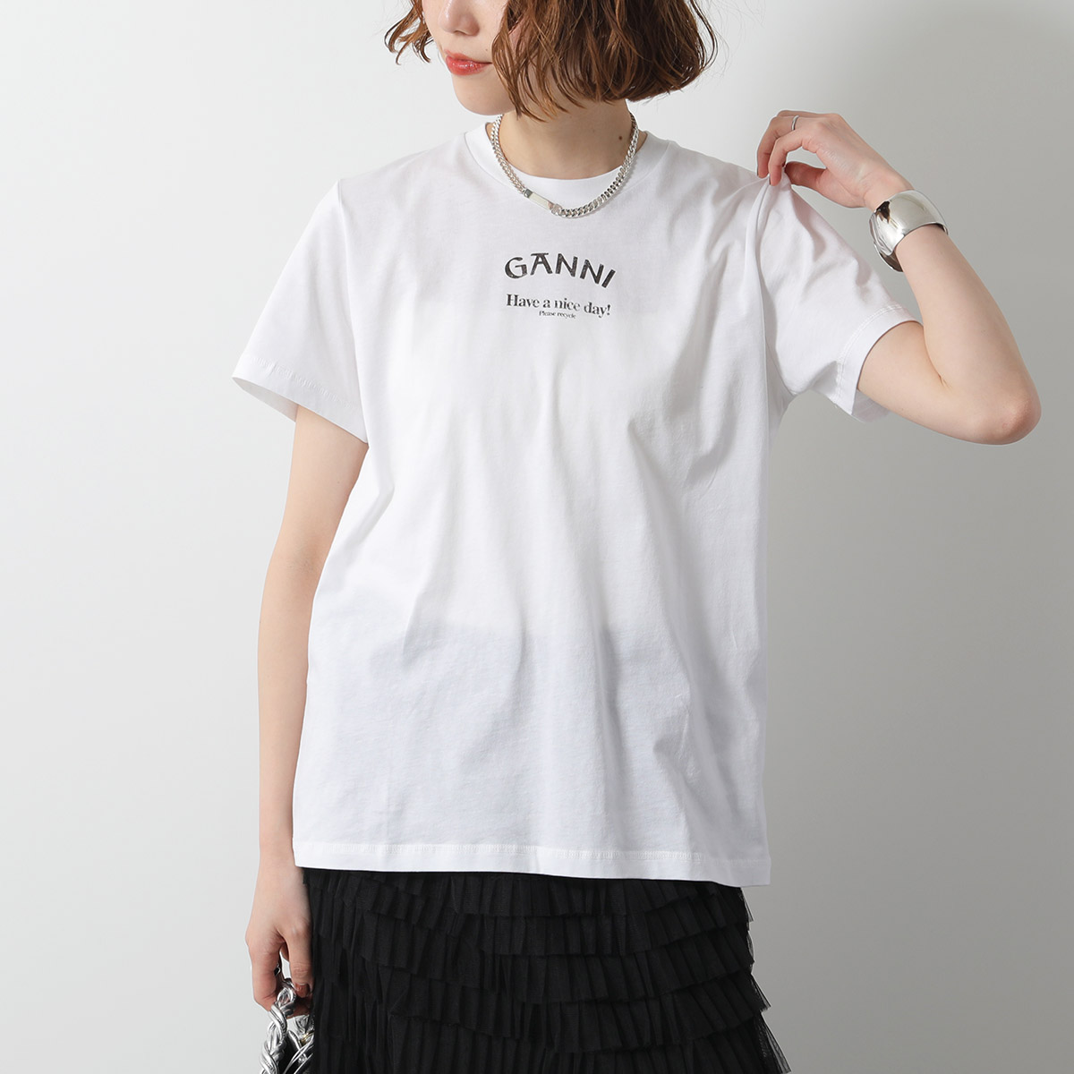 ★送料関税込★Ganni ガニー リラックスフィット 半袖Tシャツ GANNI ガニー 半袖 Tシャツ Basic Jersey Cherry Relaxed T