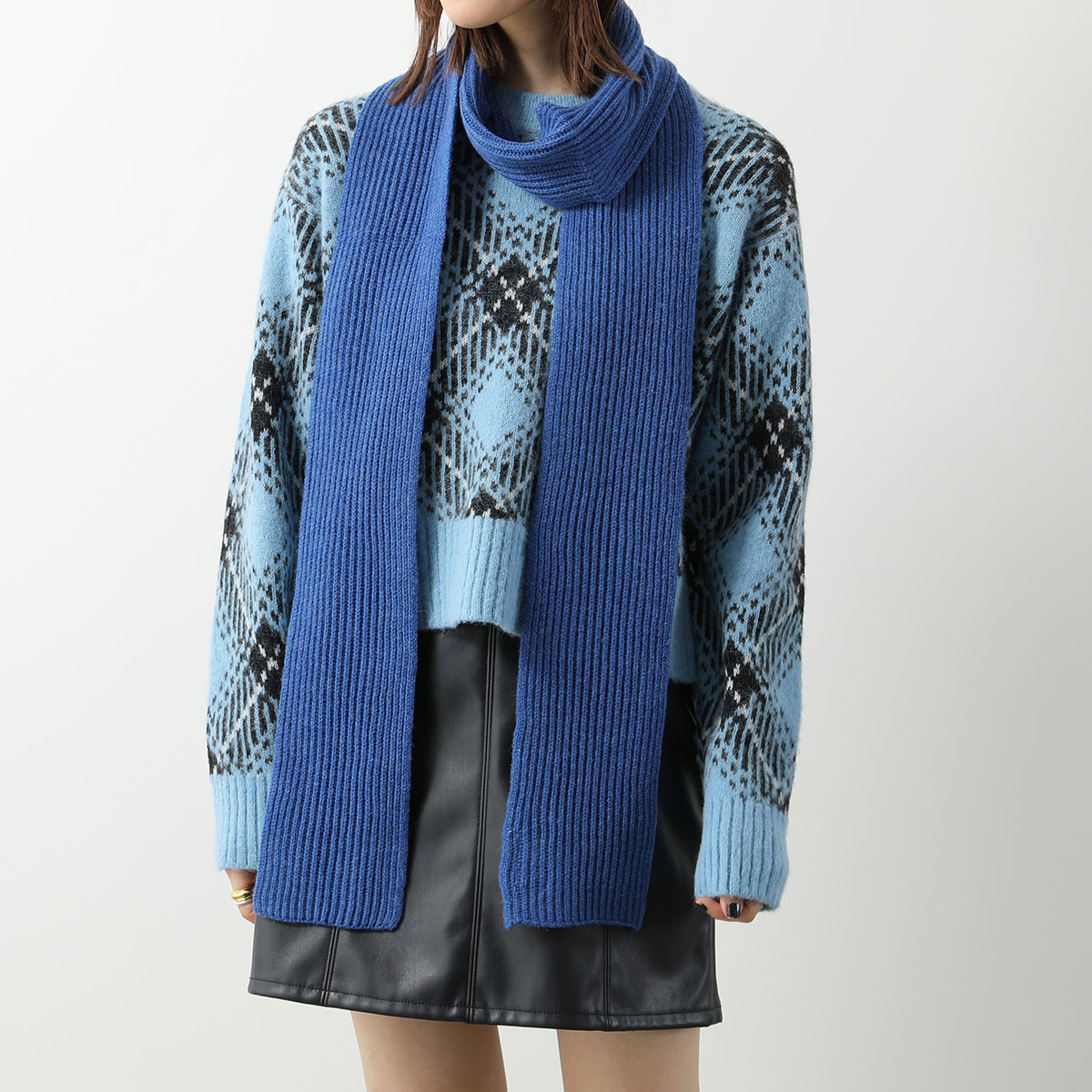 GANNI ガニー マフラー Light Structured Rib Knit Thin Scarf A5120 A5357 A5358 5880  レディース ストール リブ ウールブレンド カラー3色