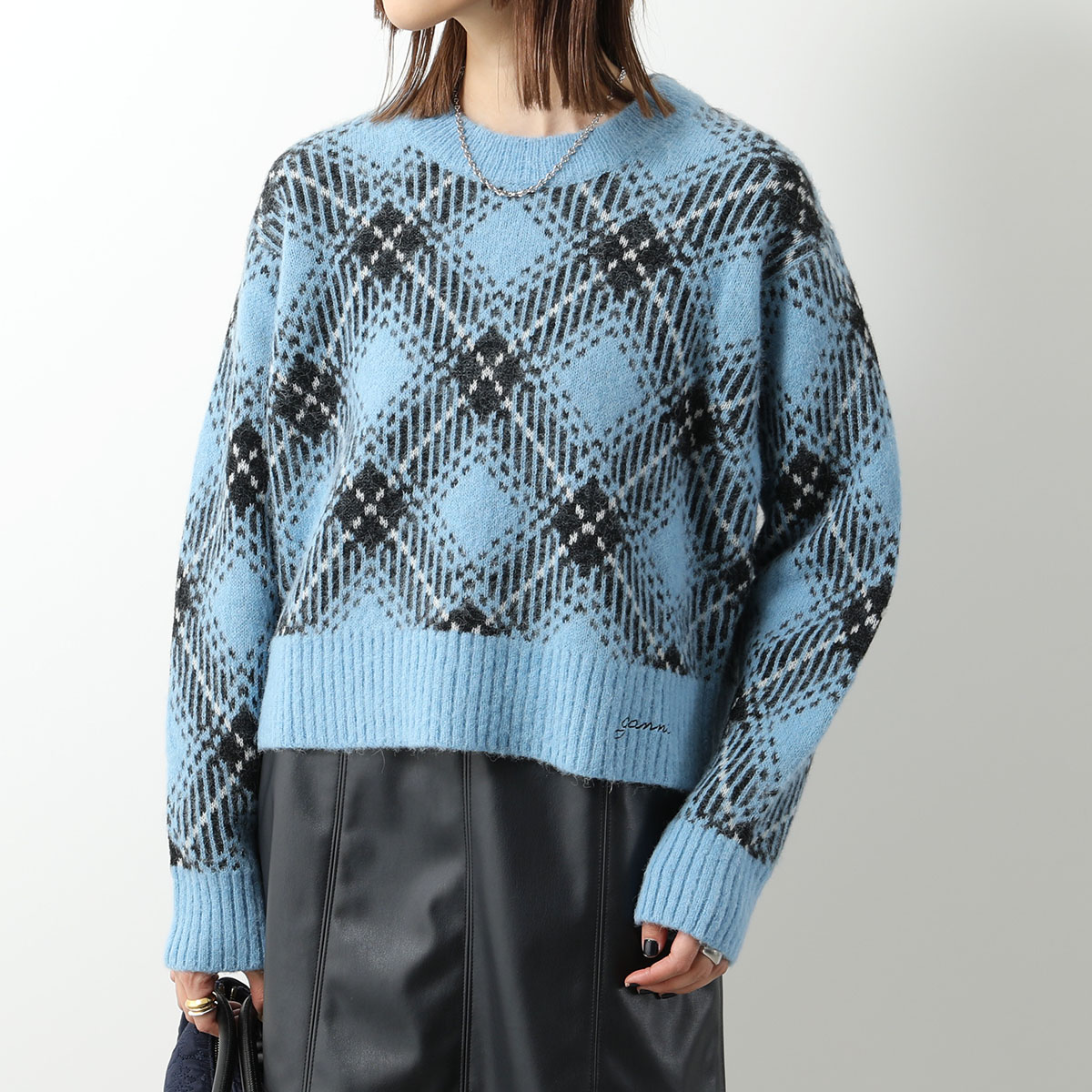 GANNI ガニー セーター Check Wool Oversized Pullover チェック