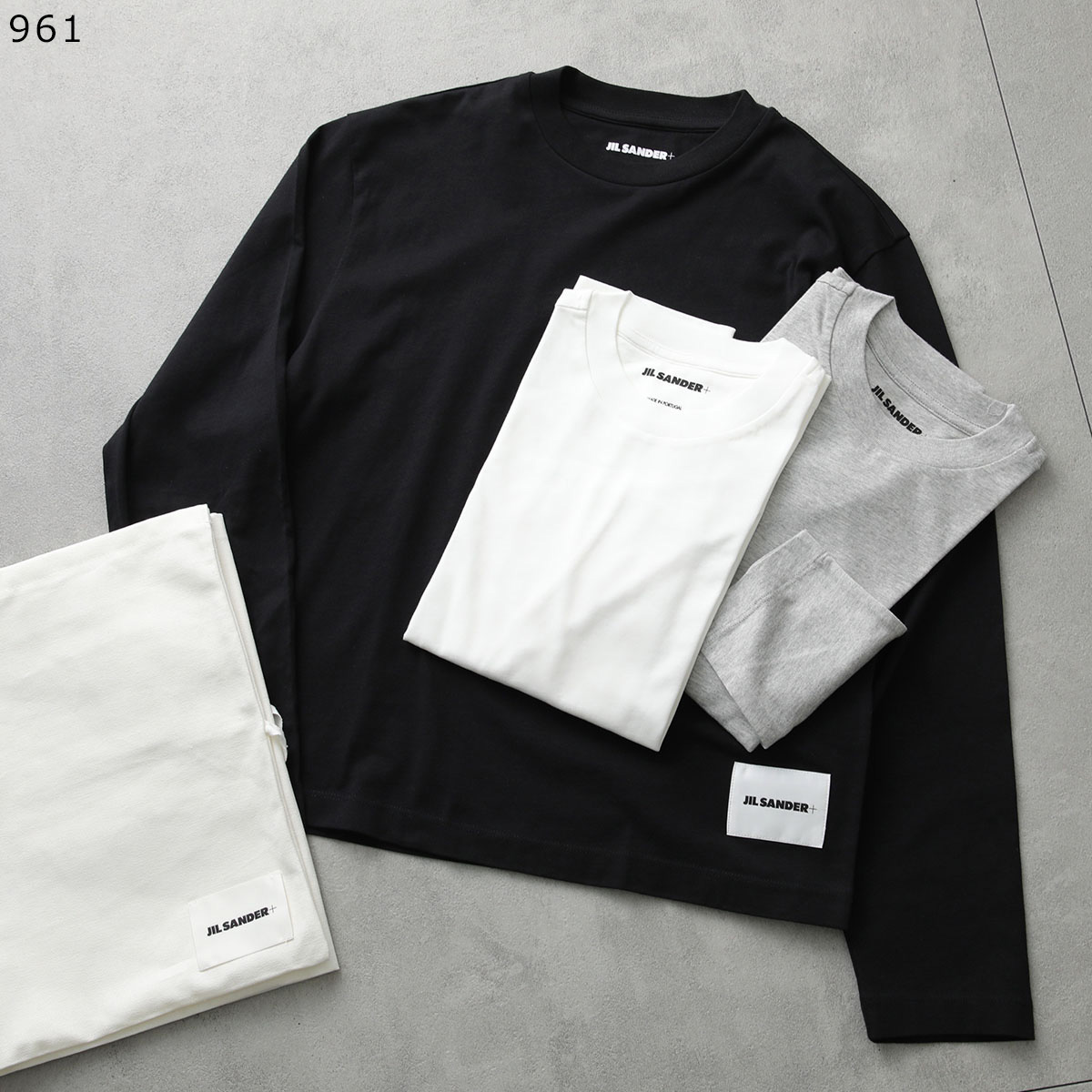 JIL SANDER+ ジルサンダー プラス 長袖 Tシャツ 【3枚組】J40GC0002 JTN254 レディース クルーネック カットソー ロンT ロゴラベル コットンの画像
