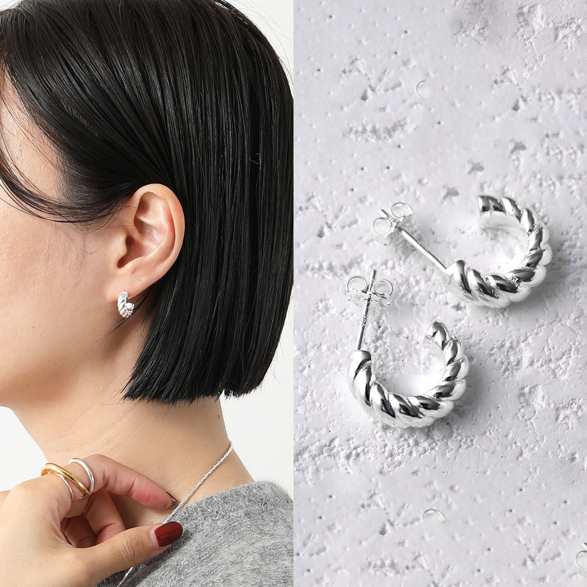 NINA&JULES ニナ・エ・ジュール ピアス SMALL TWISTED HOOPS E23-18 レディース フープ ツイスト  silver925 アクセサリー シルバー : 351118275 : インポートセレクトmusee - 通販 - Yahoo!ショッピング