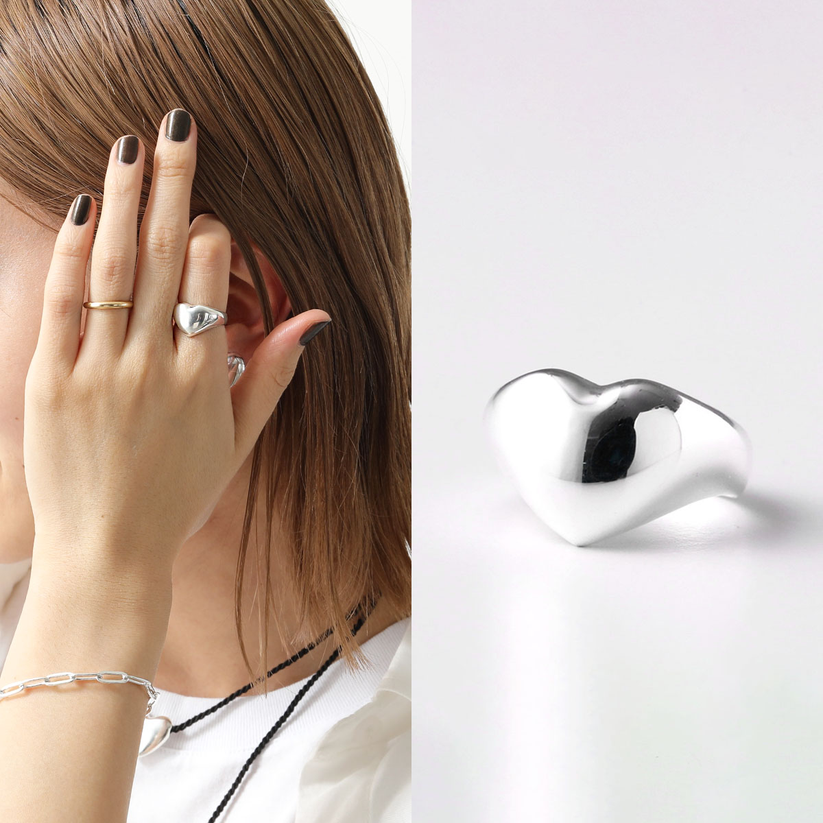 送料無料/新品】 ANNIKA シルバー SMALL RING INEZ♡♥HEART リング