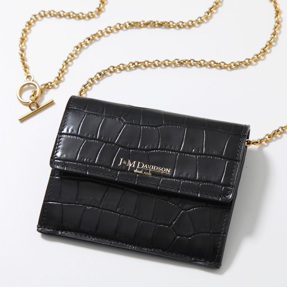 J&M DAVIDSON チェーンウォレット EMBOSSED CROC CHAIN WALLET SCHW-0BC-ECXX SCHW-0XX-ECXX レディース コインケース カードケース ミニ財布 カラー2色