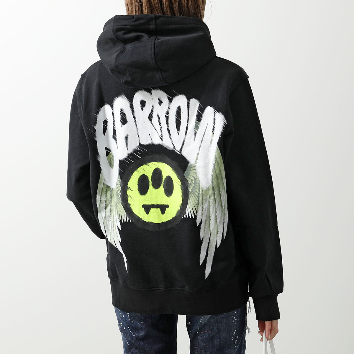 BARROW バロー パーカー HOODIE F3BWUAHS134 レディース プルオーバー フーディー 長袖 スウェット ロゴ スマイル  110/NERO/BLACK