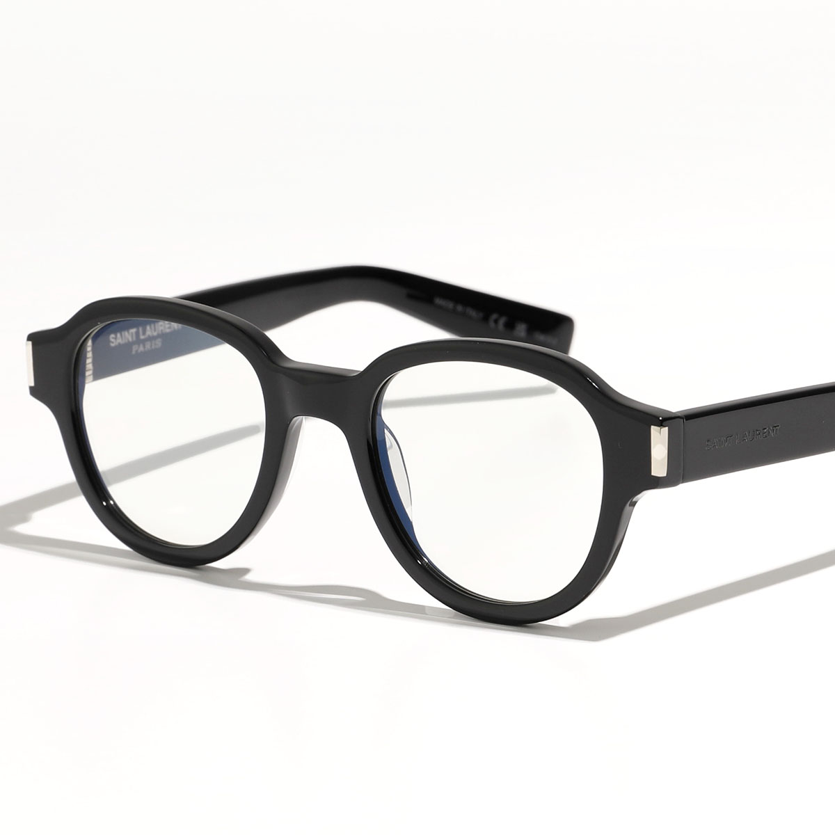 SAINT LAURENT サンローラン メガネ SL 546 メンズ ウェリントン型 ブルーライトカットレンズ めがね 伊達メガネ 眼鏡 ロゴ 007/BLACKBLACKTRANSPARENT｜s-musee｜02