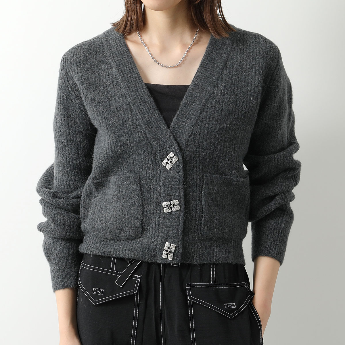 訳あり-Sのみ】GANNI ガニー カーディガン Soft Wool Cardigan Solid