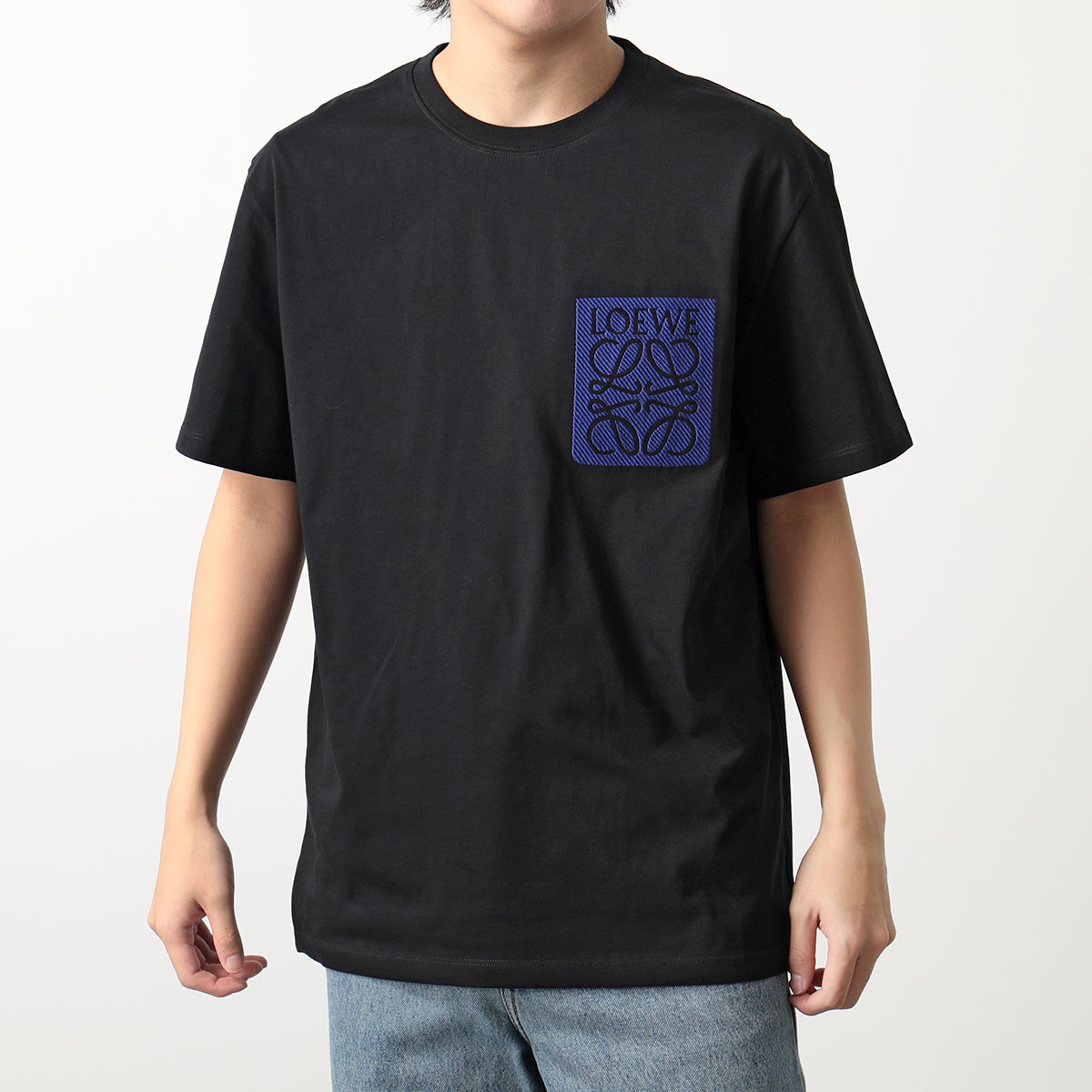 LOEWE ロエベ Tシャツ H526Y22XAT メンズ 半袖 カットソー クルーネック コットン アナグラム ロゴ 刺繍 1100/BLACK｜s-musee｜02