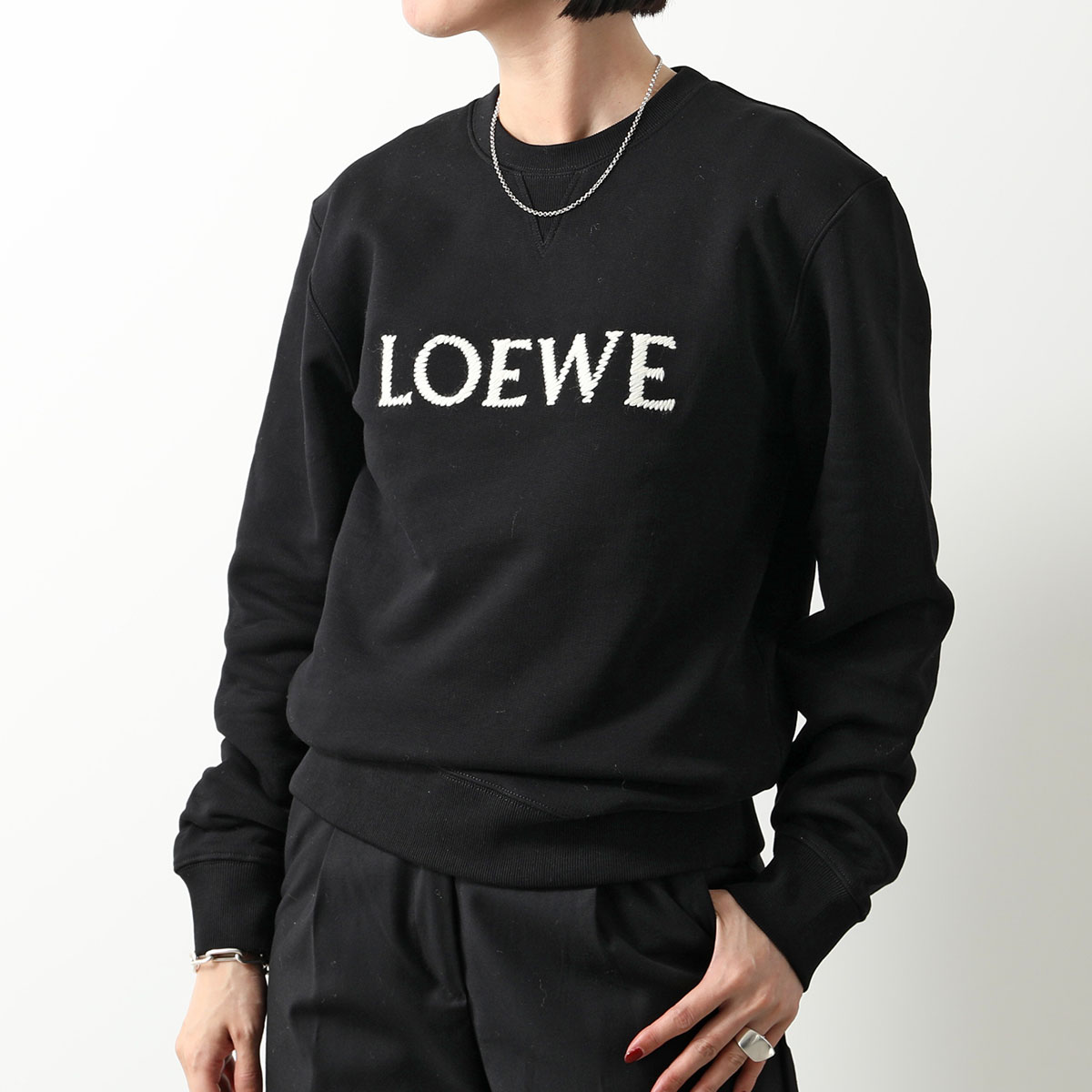 LOEWE ロエベ トレーナー H526Y24J26 レディース エンブロイダリー スウェットシャツ ロゴ刺繍 長袖 クルーネック 1100/BLACK｜s-musee｜02