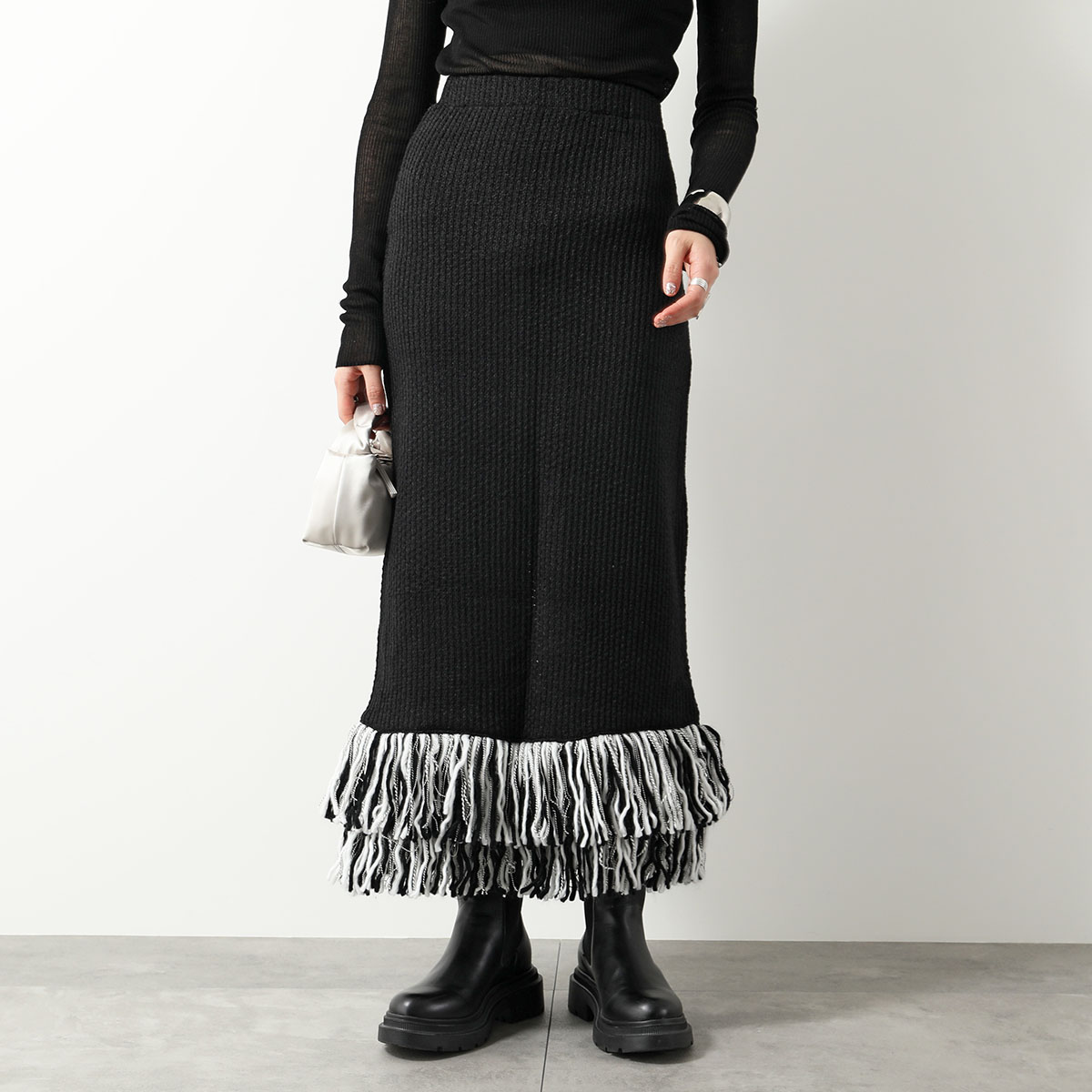 GHOSPELL（ゴスペル） ニット スカート Kendra Fringe Hem Skirt 