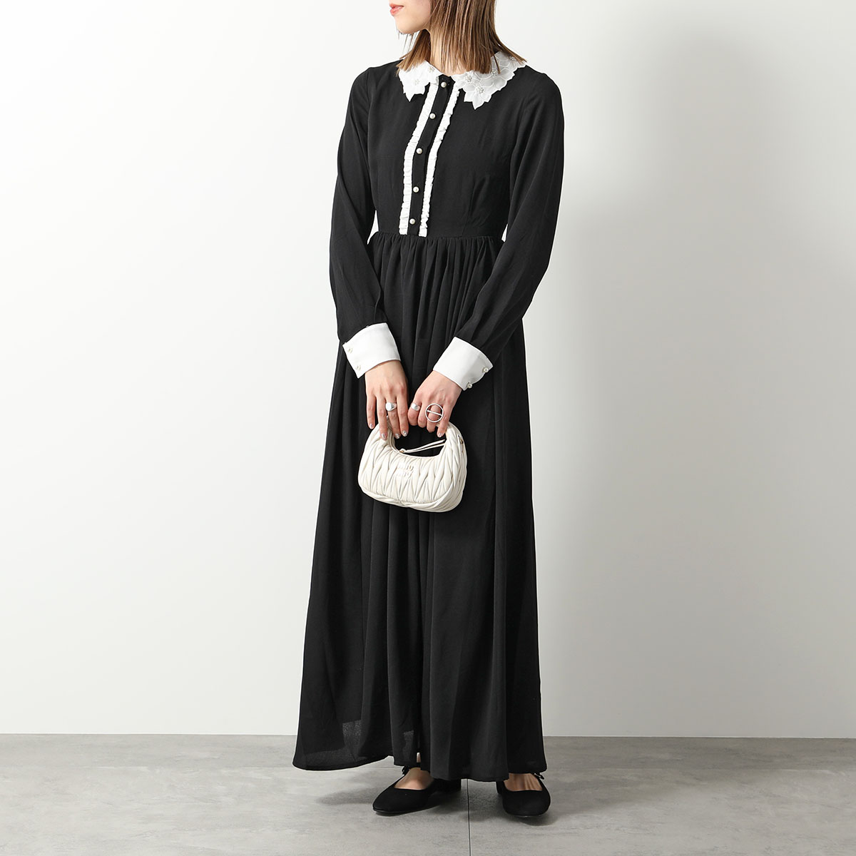 Sister Jane シスタージェーン マキシ ワンピース Samode Midi Dress DR1889 レディース ロング丈 フレア 花 刺繍  長袖 Ink-black