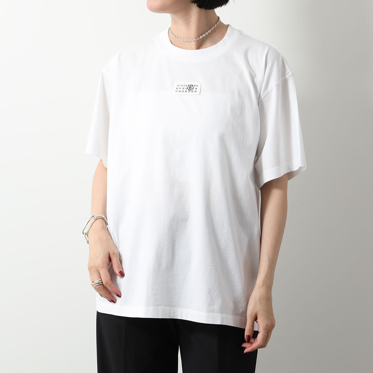 限定SALEお得メゾンマルジェラ 半袖 デザイン ロゴ 白 Tシャツ コットン Tシャツ(半袖/袖なし)