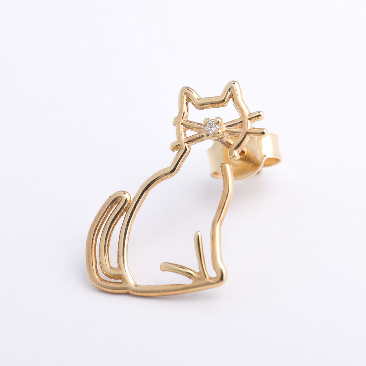 ALIITA アリータ ピアス MIAU BRILLANTE EARRING SINGLE レディース 片耳販売 ねこ ネコ キャット ダイヤモンド アクセサリー J1000/YELLOW-GOLD-9KT｜s-musee｜02