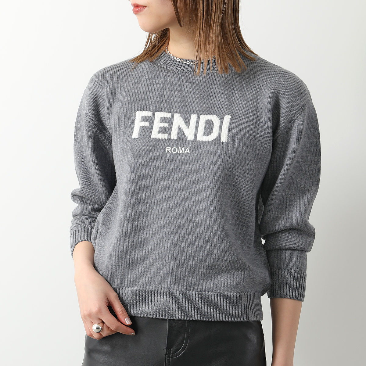 FENDI KIDS フェンディ キッズ セーター JUG147 AOCH レディース ガールズ ニット 長袖 ロゴ クルーネック ウール カラー3色｜s-musee｜02