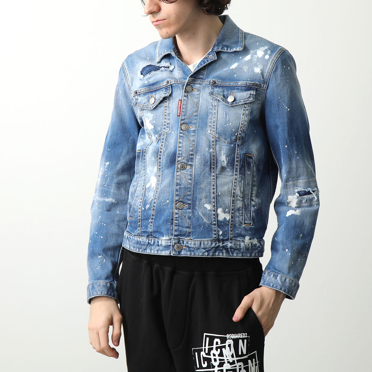 DSQUARED2 ディースクエアード デニムジャケット DAN JEAN JACKET S74AM1463 S30789 メンズ 長袖 ストレッチ  胸ポケット 470