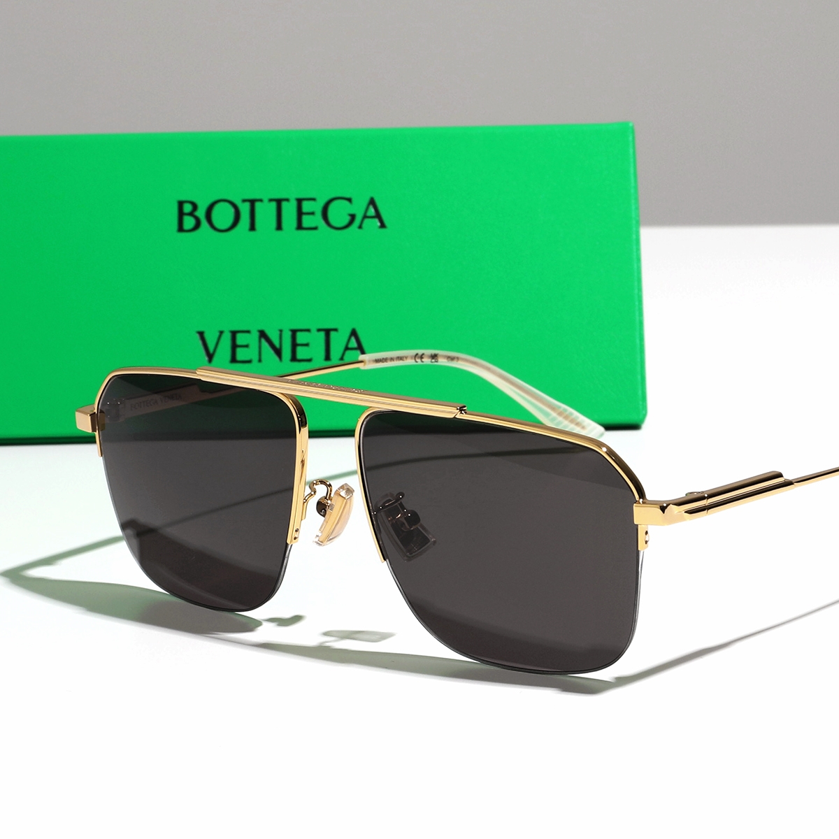 BOTTEGA VENETA ボッテガヴェネタ サングラス BV1149S レディース ティアドロップ型 メガネ ロゴ アイウェア 007/GOLD-GOLD-GREY｜s-musee｜02