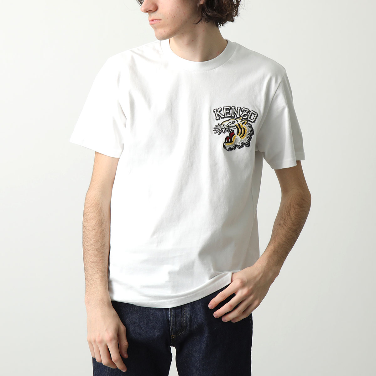 KENZO ケンゾー 半袖 Tシャツ TIGER VARSITY SLIM T-SHIRT PFE55TS1864SG メンズ ロゴ タイガー 刺繍 クルーネック コットン カラー2色｜s-musee｜03