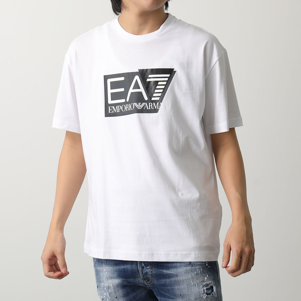EA7 EMPORIO ARMANI エアセッテ エンポリオアルマーニ Tシャツ 3DPT09 PJ02Z メンズ 半袖 カットソー クルーネック  ロゴT コットン カラー2色
